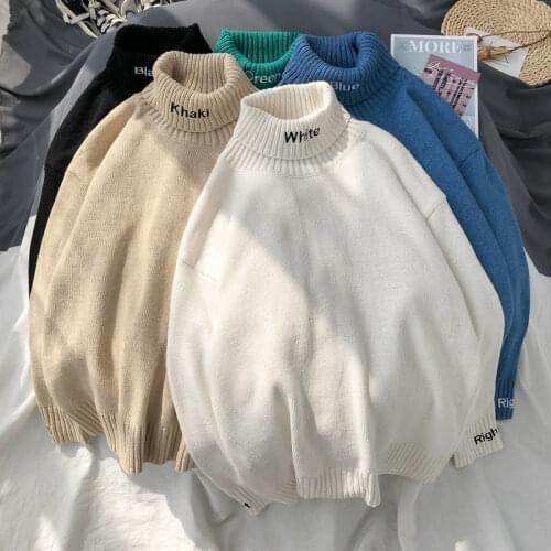 Sweater Women Turtleneck Plus Size Letter Embroidery Sweaters Winter Long Sleeve Harajuku Couple Pullover Tops 2020 Fashion