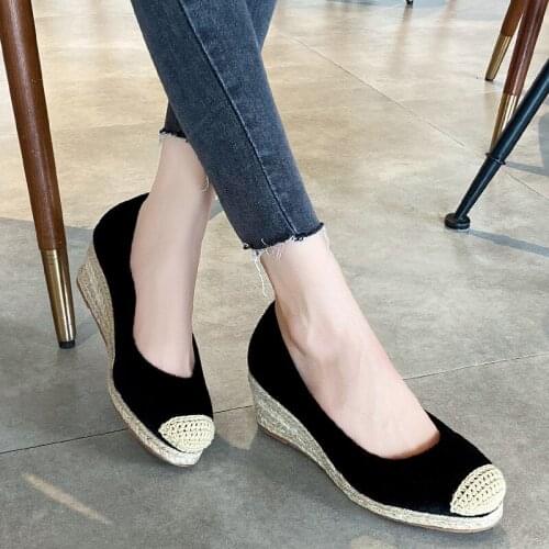 Fashion Office Lady Shoes Women High Heels Brand Women Pumps Ladies Wedges Shoes Soft Comfortable Middle Heel 5.5cm A3957