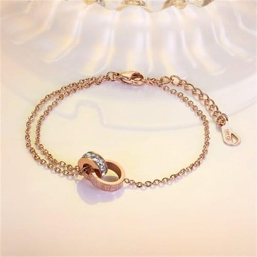 Korean fashion Roman Double Circle Bracelet double aesthetic temperament Bracelet womens versatile jewelry