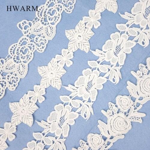 High Quality Exquisite Diy Clothing White Lace Fabric WaterSoluble Hollow Out White Embroidery Flower Sewing Curtain Accessories