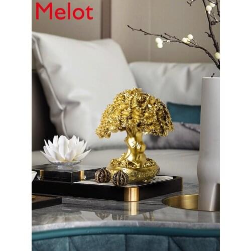 Golden Pachira Macrocarpa Lucky Tree Desktop Decoration Living Room Office Decorations Geomancy Decoration Resin Embellishments