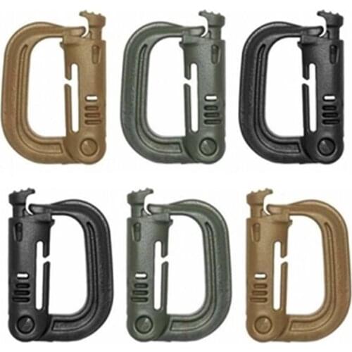 1Pcs Bearing 40KG Tactical Backpack Shackle Carabiner Snap D-Ring Clip KeyRing Locking Lightweight Plastic Carabiner Tools D0231