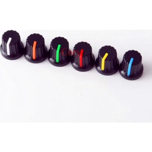 12pcs 6mm Shaft Insert Dia Potentiometer Control Knob Rotary Caps With Green/Blue/Yellow/Red/Orange/White CZYC