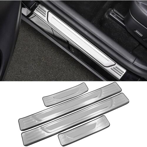 Car Accessories for Tesla Model Y 2020 2021 Stainless Steel Outer Door Scuff Protector Plates Cover Trim 4pcs