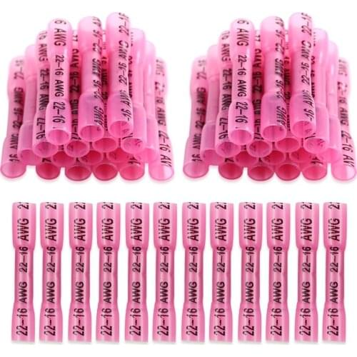 500/250PCS Electrical Wire Terminal Heat Shrink Butt Crimp Terminals Red Waterproof Insulated Seal Wire Connectors 22-16 AWG
