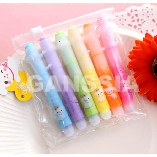 6 colors Cute animal printing highlighter pens 6colors/pack Kawaii pen Office supply & Stationery (ss-a970)