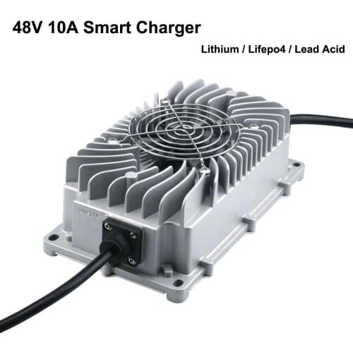 600W Waterproof 48V 10A LiFePO4 Lead Acid Lithium Ebike Charger 54.6V 58.8V Full Seal Smart Charger For Golf Cart Clearner Car