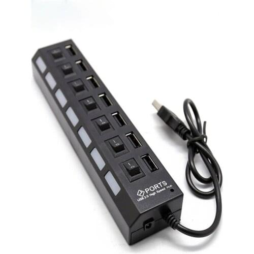 7-port USBHUB with Independent Switch, One-point Seven-hub High-speed Data Transmission 7 USB Interface Extenders