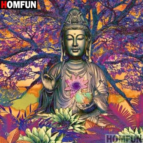 HOMFUN Full Square/Round Drill 5D DIY Diamond Painting "Religious Buddha" 3D Embroidery Cross Stitch 5D Home Decor Gift A17554
