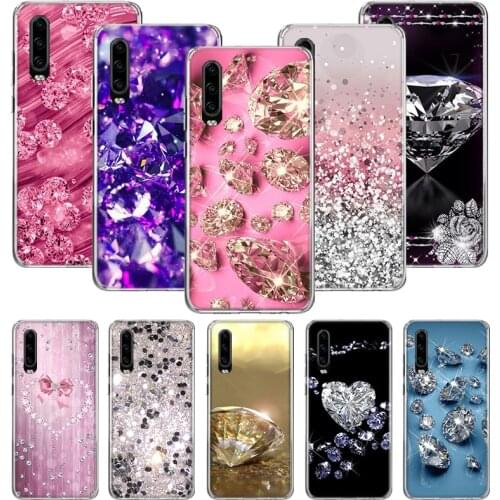Diamonds glitter decoration Case for Huawei P20 P30 P40 P Smart Z + P10 Mate 30 10 20 Lite Pro Silicone Shell Phone Coque Cover