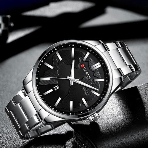 CURREN 8366 New Fashion Business Mens Watches Quartz Watch Unique Dial Stainless Steel Strap Watch Mens Clock Wristwatches