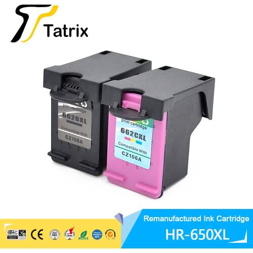 Tatrix 662 XL 662XL Premium Remanufactured Color Inkjet Ink Cartridge for HP Deskjet Ink Advantage 1015 3545 Printer