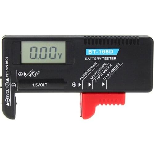 BT168D Digital Battery Capacity Tester LCD for 9V 1.5V AA AAA Cell C D Batteries