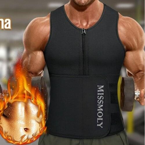 Men Sweat Sauna Vest Body Shaper Sport Gym Fitness Neoprene Back Support Tank Top Male Waist Trainer Weight Loss Vest Suit