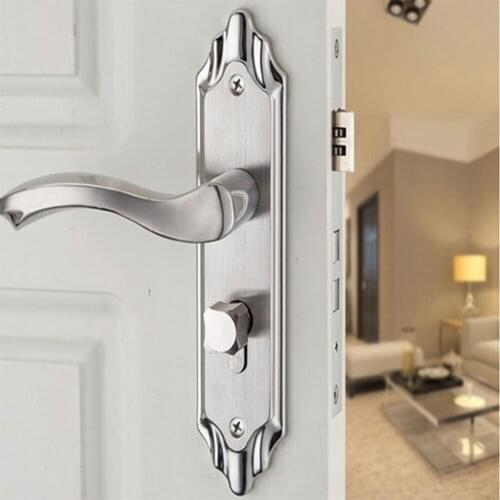 Stainless steel bedroom door lock indoor room solid wood door lock Modern handle lock toilet bathroom door lock