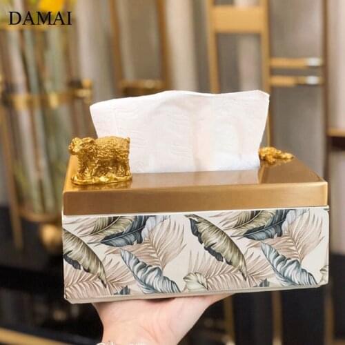 European Brass Deer Tissue Box Cover Modern Luxury Bedroom Pumping Paper Storage Boxes Home Living Room Decoration Ornaments