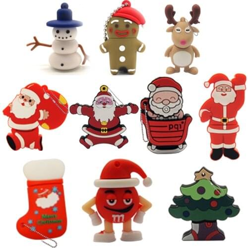 Cartoon Santa Claus pen drive cartoon usb2.0 flash drive pendrive 4GB 8GB 16GB 32GB 64GB U disk snowman tree elk memory stick