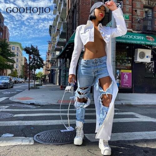 GOOHOJIO 2021 New Spring and Autumn Fashionable Women Shirt Asymmetric Design Shirt for Ladies Minority Solid Color Shirts Women