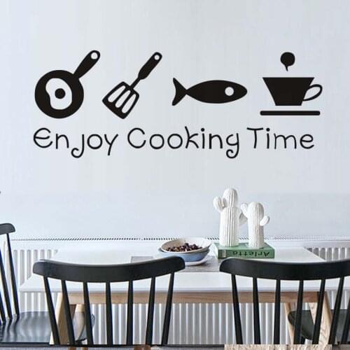Hot Wall Stickers Enjoy Cooking Time Decor Kitchen Originality Cut Cartoon Stencil For Kids Nursery Home Decoration YY319