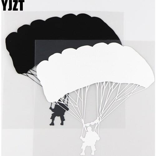 YJZT 15.7X15CM Personality Car Sticker Vinyl Decals Parachute Skydiving Sport Extreme Black / Silver 10A-0335