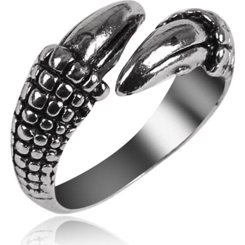 New Retro Ring Personality Creative Men And Women Domineering Opening Adjustable Black Alloy Ring Jewelry Gift
