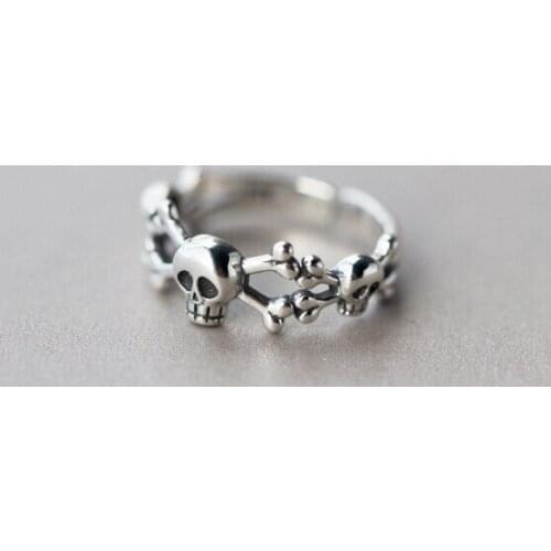 Fashion Skull Ring Retro Punk Adjustable Opening Adjustable Ring Ladies Mens New Trend Korean Version