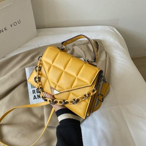 Leather Chain Shoulder Bags for Women 2021 Summer New Womens Handbags Designer Fashion Luxury Small Square Crossbody Bag