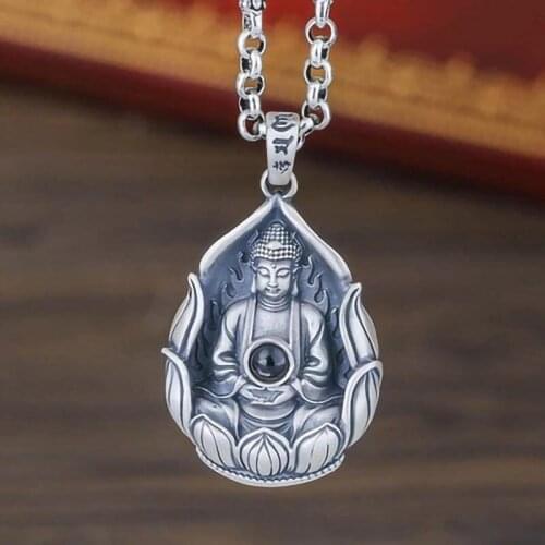 S999 sterling silver Pendant jewelry creative men&women patron saint amulet Amitabha silver necklace the Buddha silver pendant