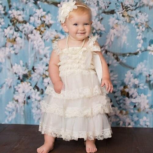 Summer New Fluffy 3 Layer Flower Baby Girl Lace Dress Newborn Baby Clothes Sleeveless Wedding Pageant Party Costumes Clothing