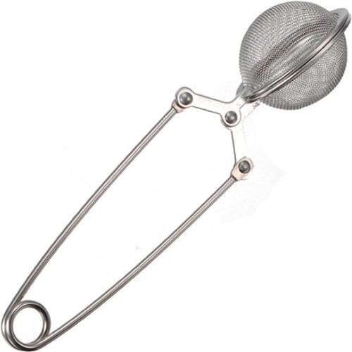 Stainless Steel Spoon Tea Leaves Herb Mesh Ball Infuser Filter Squeeze Strainer Herb Spice Filter Diffuser Handle Tea Ball
