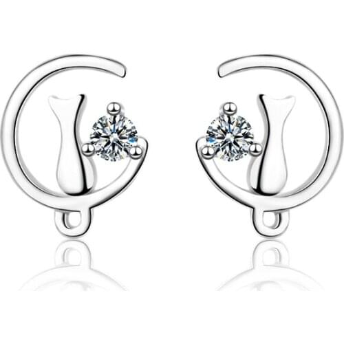 Everoyal Trendy Cat Stone Stud Earrings For Women Jewelry Fashion Silver 925 Lady Earrings Accessories Feamle Birthday Gift