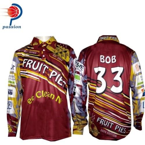 MOQ 5pcs $28 Each Custom Teamwear Long Sleeve Quick Dry Tournament Fishing Shirt Wholesale