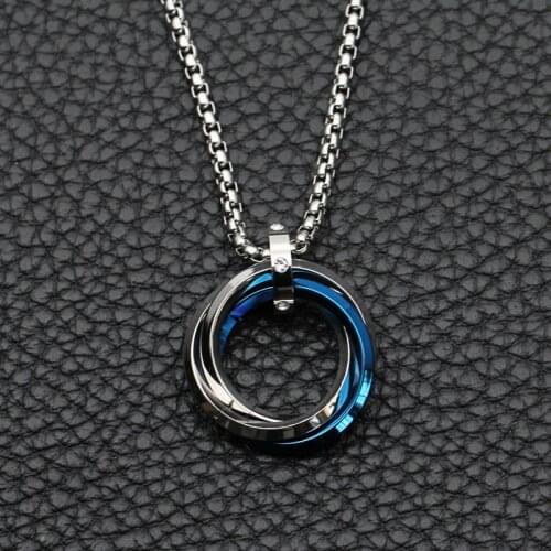 Mens necklace Three turn pendant stainless steel Couple necklace circle pendant necklace women accessories jewelry wholesale