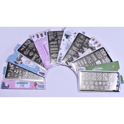 Beautybigbang 6 PCS Nail Stamping Plates Set Ancient Dot Line Lace Summer Theme Style Print Stainless Steel Nails Art Template