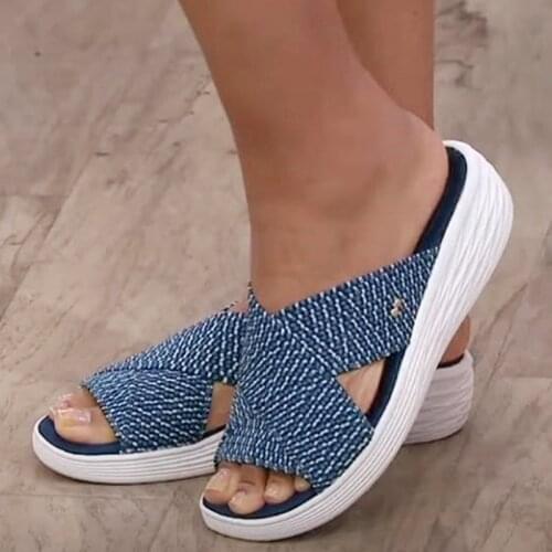 2021 Summer New High Quality Sandals Fashion Thick Bottom Slope With Fish Mouth Women Flying Cross Sandal Couple Slippers