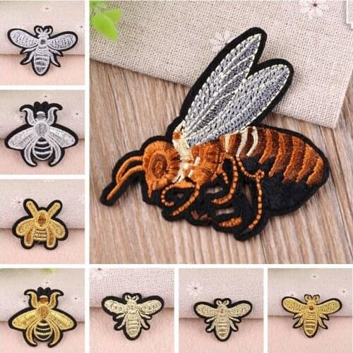 New Sewing Clothes Patch Iron On Embroidery Patches Hotfix Applique Motifs Sew On Garment Stickers Cartoon Sequins Bee badges