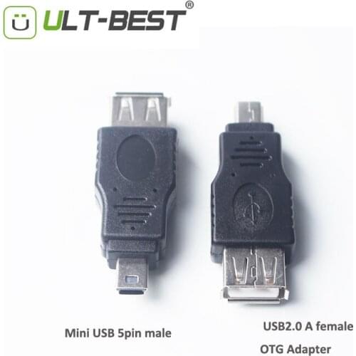 ULT-Best Wholesale Mini USB 5Pin Male to USB Female OTG Adapter Converter Connector data Sync OTG for Car MP3 MP4 Tablets