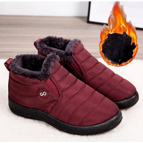 Couples Men Women Snow Boots Cotton Shoes Warm Plush Slip On Ladies Ankle Boot Non Slip Waterproof Female Winter 2021 Plus Size