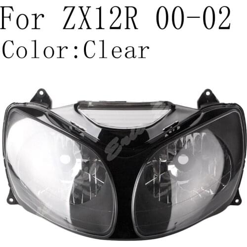 Motorcycle Front Headlight Lamp Assembly For Kawasaki Ninja ZX12R 2000 2001 2002 Clear Lens