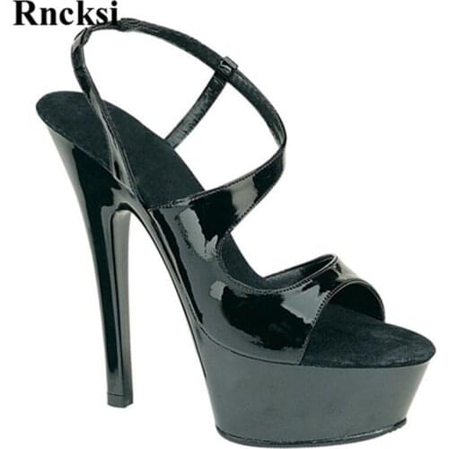 Rncksi Women Sexy Ankle Straps Spring Wedding Party Dress Sandals 15cm High Heels Platform Night Club Pole Dance Girls Sandals