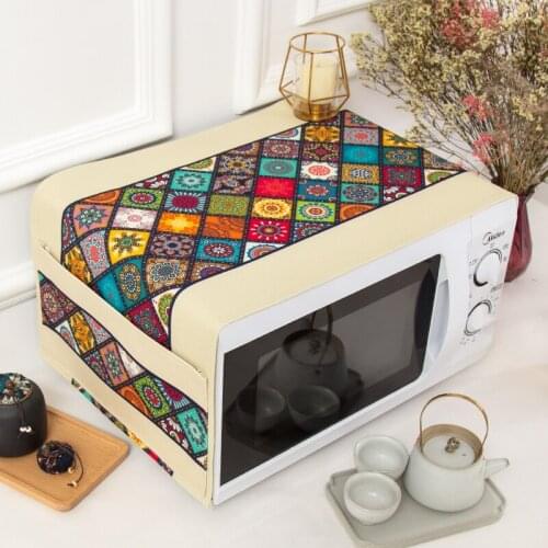 Nordic style Cotton and hemp flowers geometry Microwave oven dust cover Cobertura para beterraba Cubierta de polvo para horno