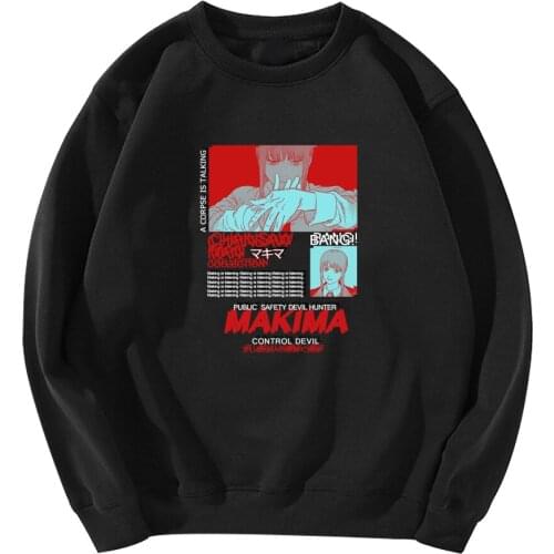 2021 Chainsaw Man Anime Japanese Streetwear Makima Graphic Hoodies Harajuku Crewneck Sweatshirt Fashion Unisex Clothing