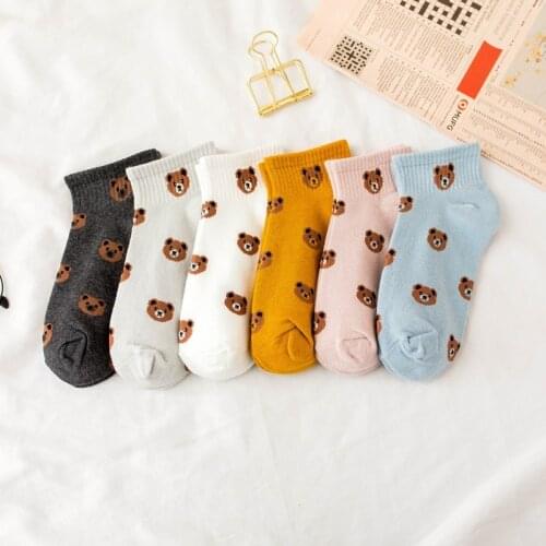 Spring and summer Korean girls' bear socks cotton socks childrens sweet fashion socks trend boat socks