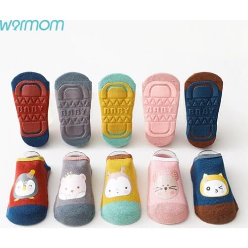 Warmom Baby Short Socks Spring Summer Animal Cartoon Socks Boys and Girls Non-slip Socks Baby Floor Socks Frilly Boat Socks 0-3Y