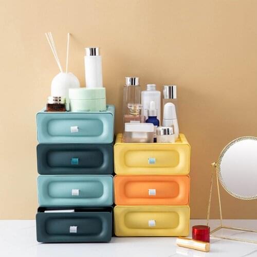 Storage Box Large Capacity Stackable PP Multi-function Storage Cabinet Desktop Organizer Makeup Storage Case Home Accessories