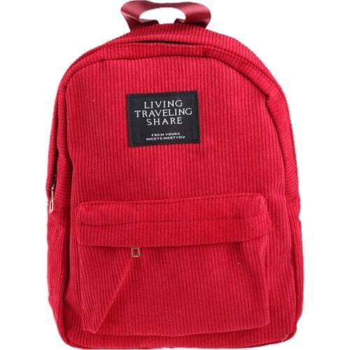 M68C Women Backpack Fashion Travel Daypack Tassel College School Bag Corduroy for Teenager Girls