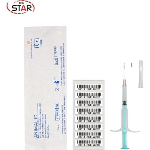 10pcs) 1.25*7mm 134.2KHz FDX-B pet animal microchip Syringe horse dog microchip pet chip animal chip syringe for dogs cats fish