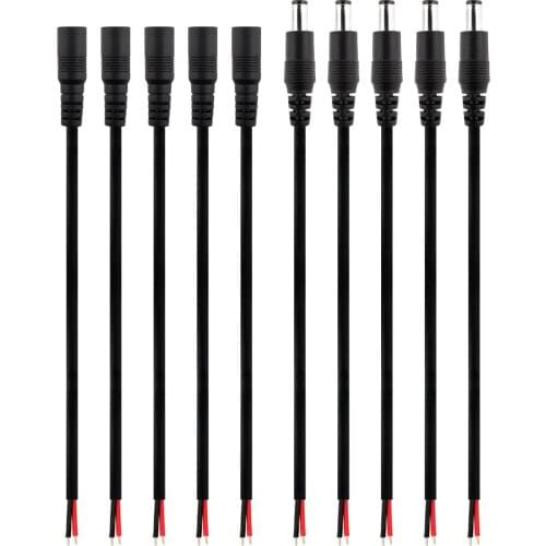 10pcs 5.5x2.1mm Power Plug DC Male&Female Cable Wire Connector Adapter Socket Jack For 3528 5050 LED Strip Light CCTV