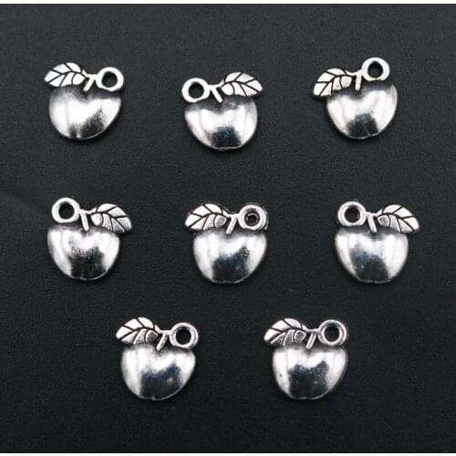 20pcs Antique Silver Color MIn iApple Pendant Vintage Earring Bracelet DIY Metal Jewelry Charm Findings 11mm A1633