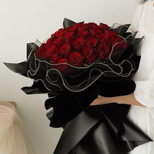 5pcs/lot Lace Mesh Flower Wrapping Valentines day Floral Bouquet Packaging Gold Frame Wedding Decoration